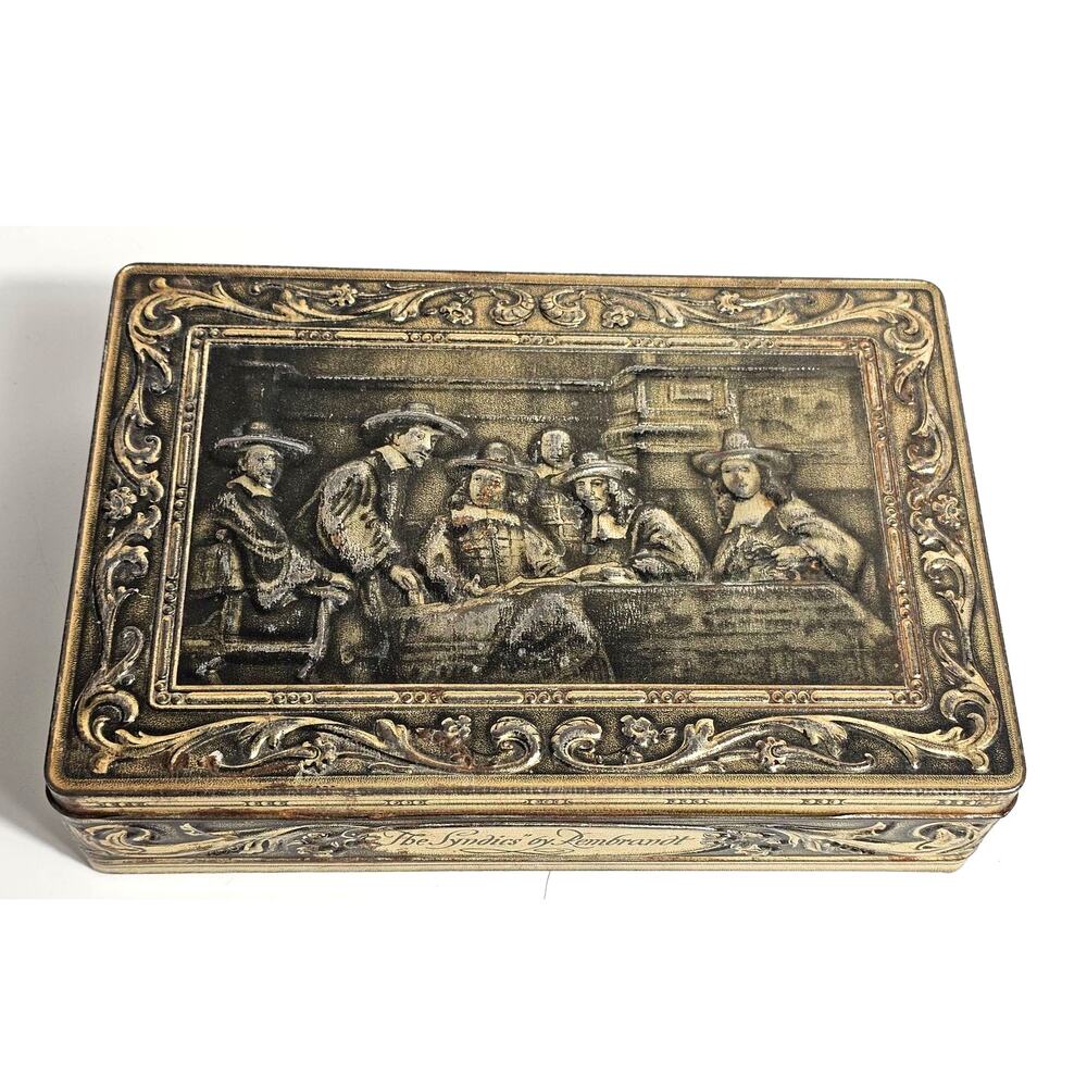 Vintage Dutch Biscuit Tin | Dordrecht Holland | Rembrandt The Syndics |40s